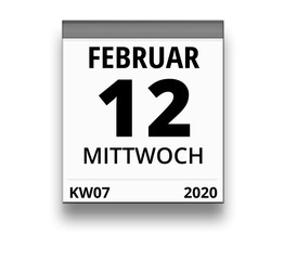 Kalender für Mittwoch, 12. FEBRUAR 2020 (Woche 07)