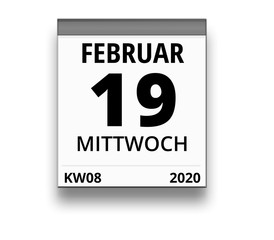 Kalender für Mittwoch, 19. FEBRUAR 2020 (Woche 08)