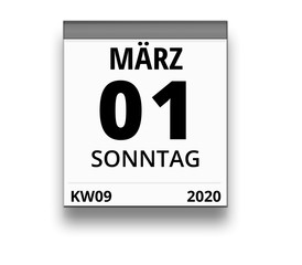 Kalender für Sonntag, 1. MÄRZ 2020 (Woche 09)