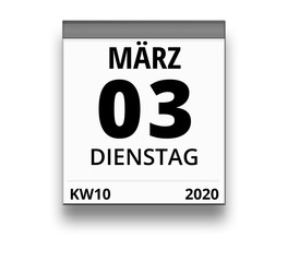 Kalender für Dienstag, 3. MÄRZ 2020 (Woche 10)