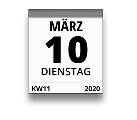 Kalender für Dienstag, 10. MÄRZ 2020 (Woche 11)