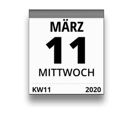 Kalender für Mittwoch, 11. MÄRZ 2020 (Woche 11)