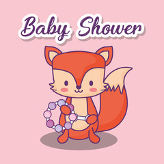 Baby shower design with cute fox over pink background, colorful design. vector illustration