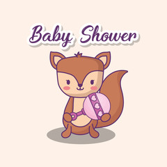 Baby shower design with cute deer over white background, colorful design. vector illustration