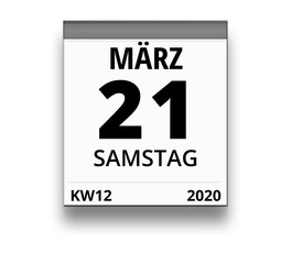 Kalender für Samstag, 21. MÄRZ 2020 (Woche 12)