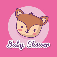 Baby shower design with cute deer over pink background, colorful design. vector illustration