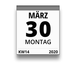 Kalender für Montag, 30. MÄRZ 2020 (Woche 14)