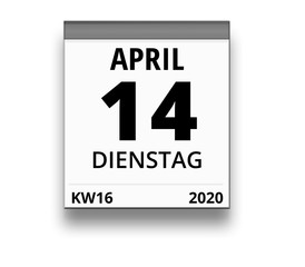 Kalender für Dienstag, 14. APRIL 2020 (Woche 16)