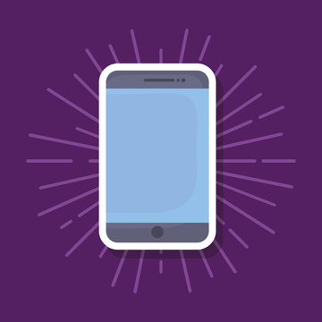 cellphone icon over purple background, colorful design. vector illustration