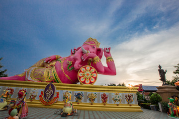 Wat Samanratanaram (Temple of the Ganesh): 18th June 2018. People have to worship throughout the day. Located in downtown Chachoengsao, Thailand.