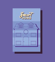 Smart home design with house icon over purple background, colorful design. vector illustration