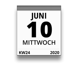 Kalender für Mittwoch, 10. JUNI 2020 (Woche 24)