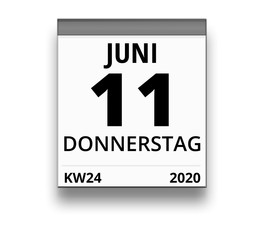 Kalender für Donnerstag, 11. JUNI 2020 (Woche 24)
