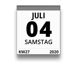 Obraz premium Kalender für Samstag, 4. JULI 2020 (Woche 27)