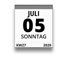 Kalender für Sonntag, 5. JULI 2020 (Woche 27)