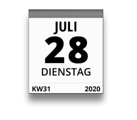 Kalender für Dienstag, 28. JULI 2020 (Woche 31)