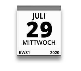 Kalender für Mittwoch, 29. JULI 2020 (Woche 31)