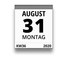 Kalender für Montag, 31. AUGUST 2020 (Woche 36)