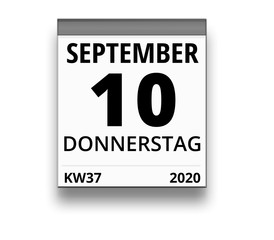 Kalender für Donnerstag, 10. SEPTEMBER 2020 (Woche 37)
