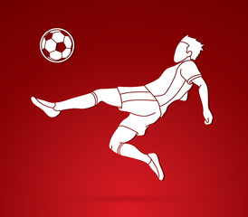 Soccer player hit the ball, Bicycle Kick graphic vector.