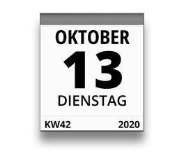 Kalender für Dienstag, 13. OKTOBER 2020 (Woche 42)