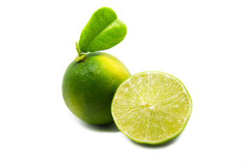 Naklejka na ściany i meble Lemon Lime slice isolated On a white background