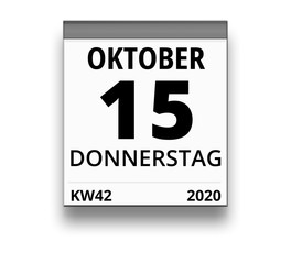 Kalender für Donnerstag, 15. OKTOBER 2020 (Woche 42)