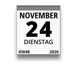 Kalender für Dienstag, 24. NOVEMBER 2020 (Woche 48)