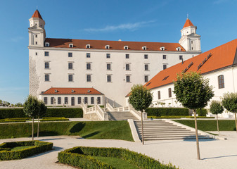 Fototapeta na wymiar Bratislav Castle (Bratislavsky hrad) with Baroque garden, Bratislava, Slovakia
