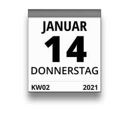 Kalender für Donnerstag, 14. JANUAR 2021 (Woche 02)