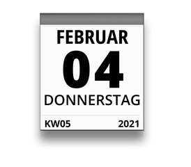 Kalender für Donnerstag, 4. FEBRUAR 2021 (Woche 05)