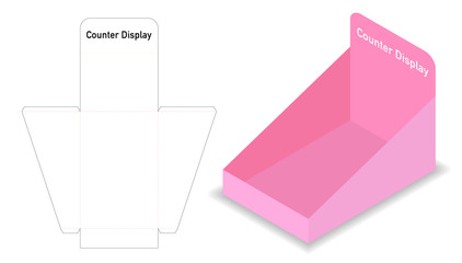container display 3d mockup with dieline template