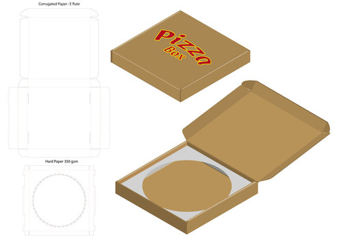 pizza box corrugated package die cut with mock up
