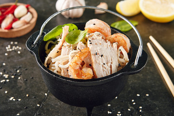 Caesar Salad with Shrimps and Chicken