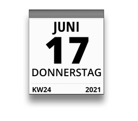 Kalender für Donnerstag, 17. JUNI 2021 (Woche 24)