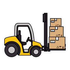 forklift with pile carton boxes