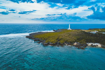 Zanpa Lighthouse in Tropical Okinawa, Japan