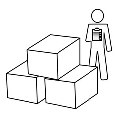 delivery worker with checklist and boxes