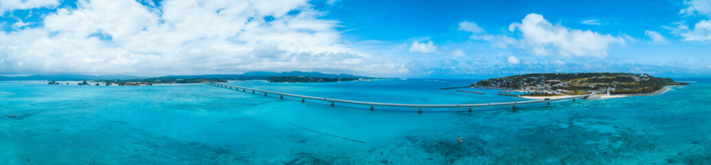 Kouri Bridge between Islands in Okinawa, Japan 
