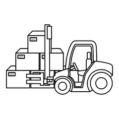 forklift with pile carton boxes