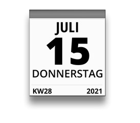 Kalender für Donnerstag, 15. JULI 2021 (Woche 28)
