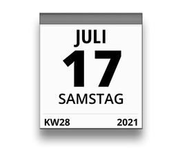 Kalender für Samstag, 17. JULI 2021 (Woche 28)