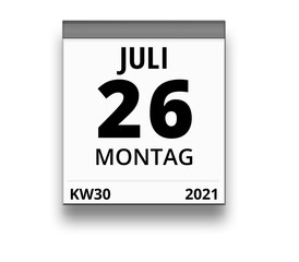 Kalender für Montag, 26. JULI 2021 (Woche 30)