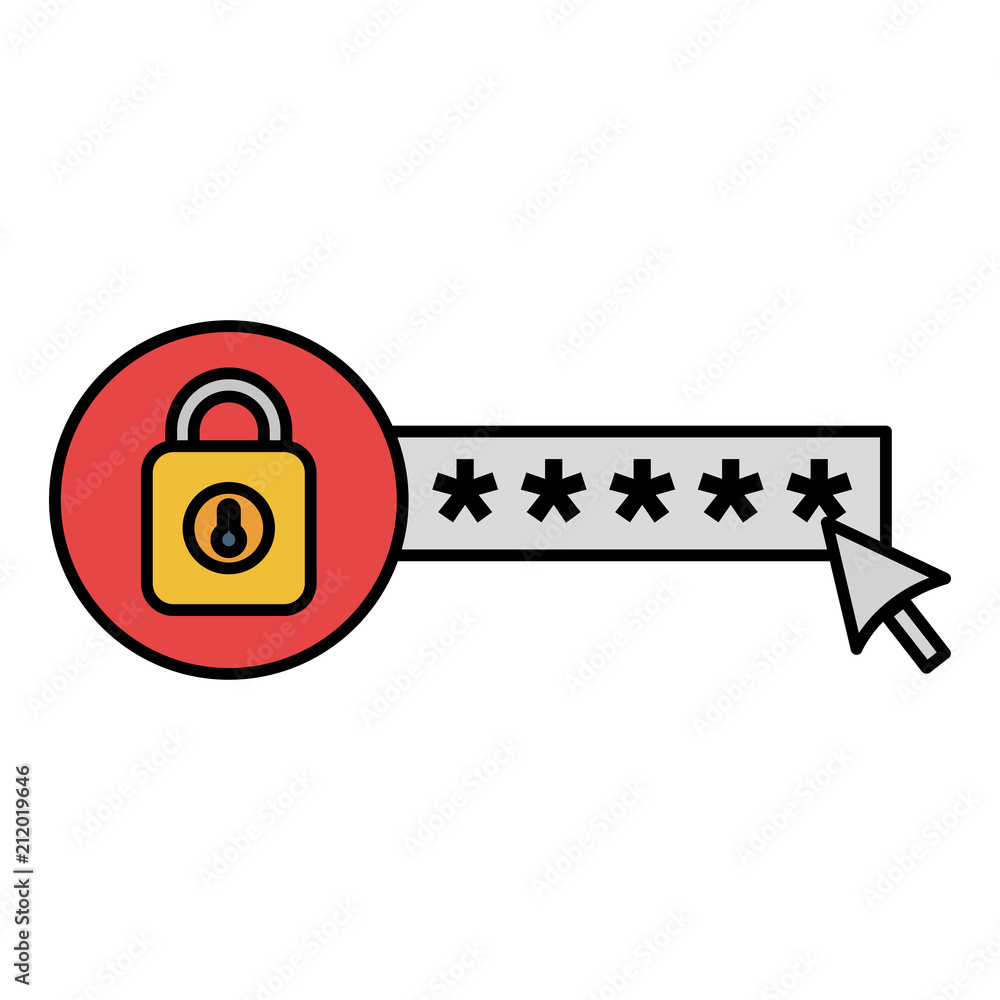 Poster security password with padlock