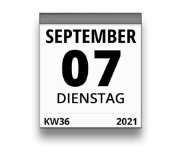 Kalender für Dienstag, 7. SEPTEMBER 2021 (Woche 36)