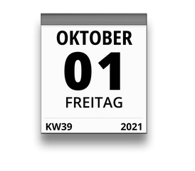 Kalender für Freitag, 1. OKTOBER 2021 (Woche 39)