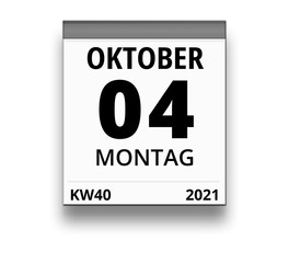 Kalender für Montag, 4. OKTOBER 2021 (Woche 40)
