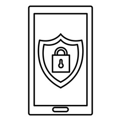 smartphone with shield and padlock