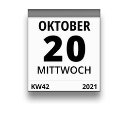 Kalender für Mittwoch, 20. OKTOBER 2021 (Woche 42)