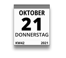 Kalender für Donnerstag, 21. OKTOBER 2021 (Woche 42)